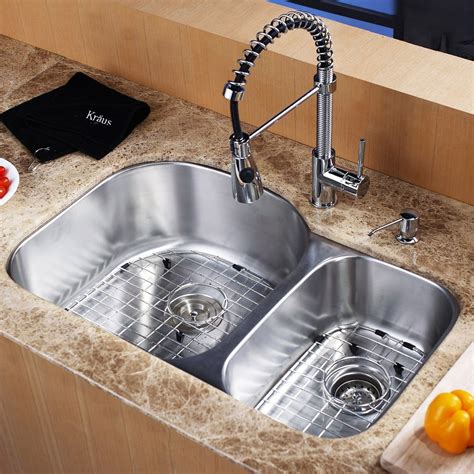 Kraus Kbu23 Kpf1612 Ksd30ch Double Basin Undermount Kitchen Sink With