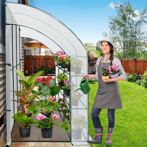 Eagle Peak X X Ft Outdoor Lean To Walk In Greenhouse With Shelf