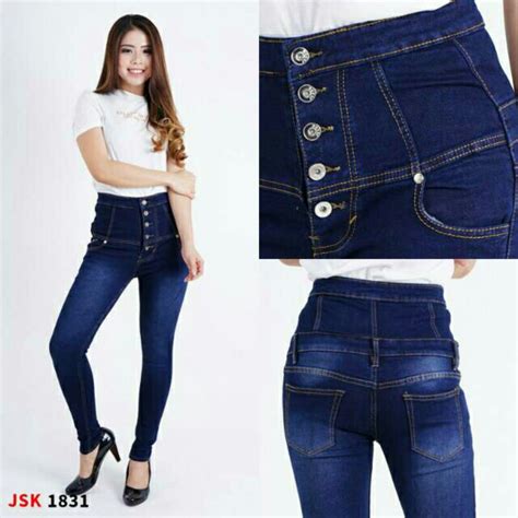 Jual Jsk Celana Jeans Panjang Highwaist Hitam Model Button Wanita