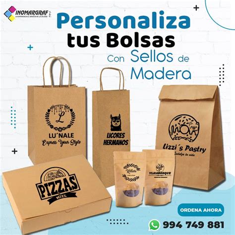 Sello De Caucho Para Bolsas De Papel Kraft X Cm Grabador Ingles