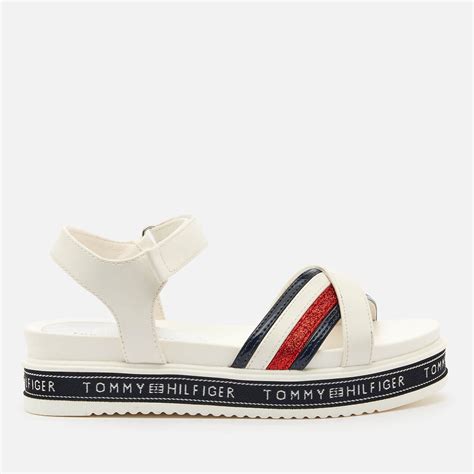 Tommy Hilfiger Girls Platform Velcro Sandals White TheHut