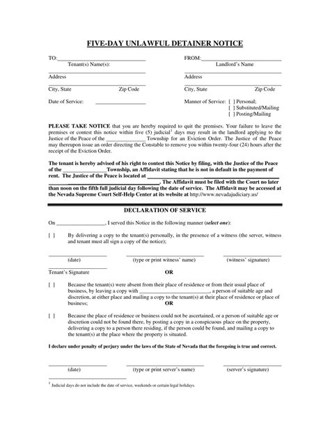 Nevada Five Day Unlawful Detainer Notice Fill Out Sign Online And