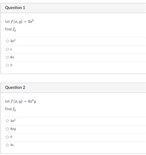 Solved Let F X Y 3x2 Find Fy 3x2 Y 6x 0 Question 2 Let