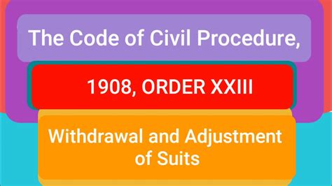 Order Xxiii Of Cpc Withdrawal And Adjustment Of Suits Order 23