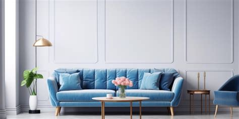 Premium Photo | Contemporary Style Living Room Featuring a Blue Color Palette