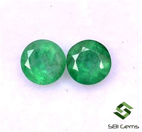 Cts Certified Natural Emerald Round Cut Pair Mm Untreated