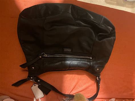 Coach Daisy Leather Hobo Bag Black Pre Owned With Gem