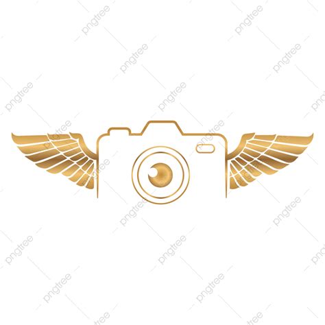 A Golden Camera With Wings On It