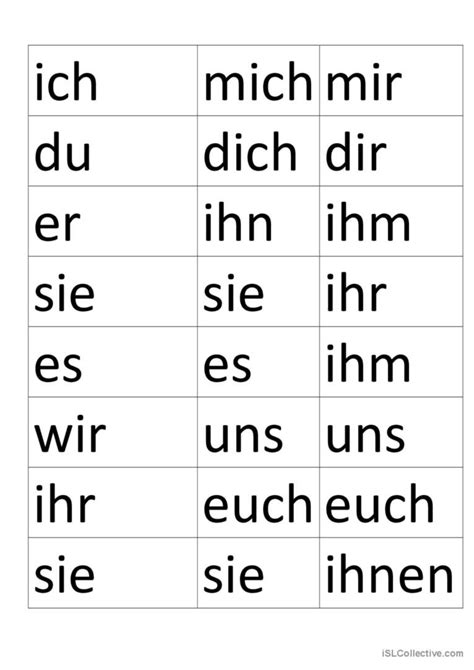 Personalpronomen Im Akk Und Dativ English Esl Worksheets Pdf And Doc