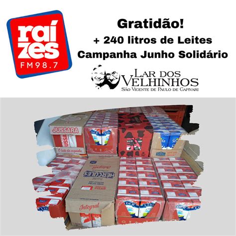 Lar dos Velhinhos Capivari Raízes FM faz doação de 240 Litros de