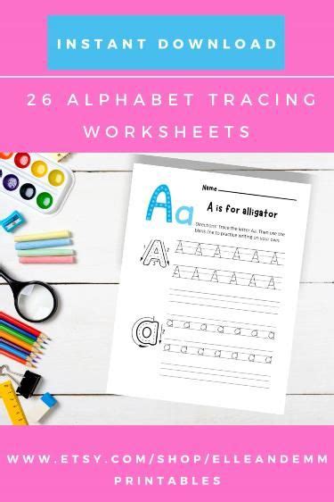 Letter Tracing Alphabet Tracing Worksheet Printable Pre K Kindergarten