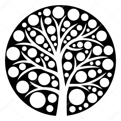 El Dibujo Simbólico Del Logotipo Del árbol De La Vida Ecología Colores Blanco Y Negro Arte