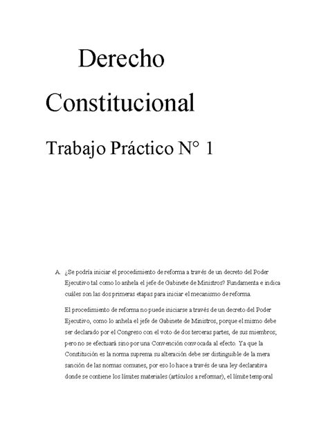 Derecho Constitucional Tp 1 Derecho Constitucional Trabajo Práctico N° 1 A ¿se Podría Iniciar