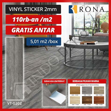 Jual Lantai Kayu Vinyl Sticker 2mm RONA Karpet Vinil Lem Flooring