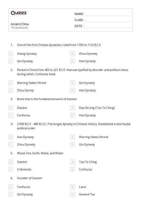 Ancient China Worksheets On Quizizz Free Printable Worksheets