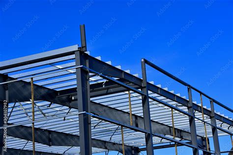 Steel framing for new commercial building under construction. Stock Photo | Adobe Stock