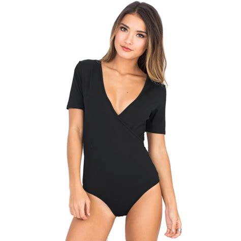 2018 Women New Bodysuits Solid Sexy Deep V Neck Club Jumpsuits Short