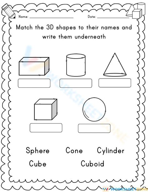 3D Shapes Worksheet