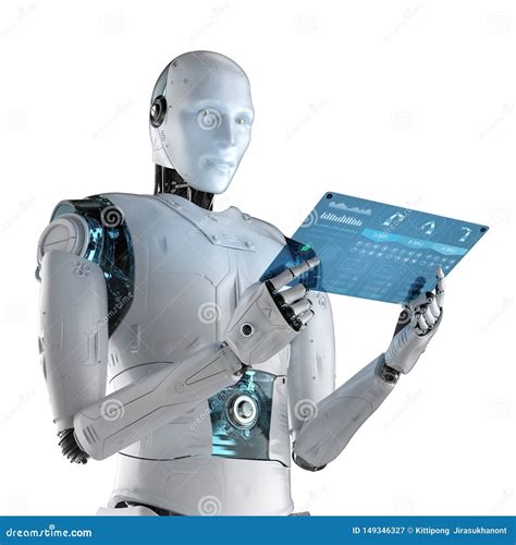 Robot With Glass Tablet Stock Illustration Illustration Of Isolated