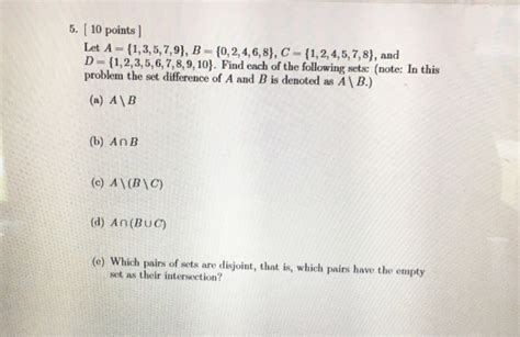 Solved 5 10 Points Let A 113579 B 02468 C