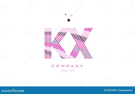 Kx K X Alphabet Letter Logo Pink Purple Line Icon Template Vector Stock Vector Illustration Of