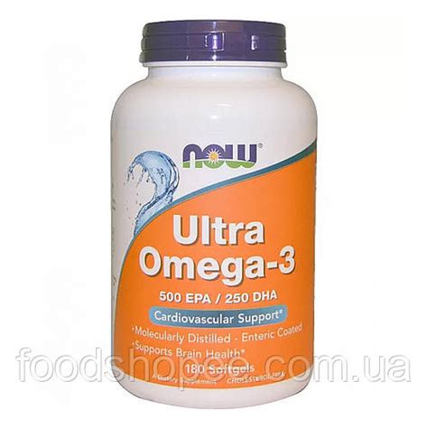 Супер омега 3 Ultra Omega 3 Now Foods 500 EPA 250 DHA 180 капсул