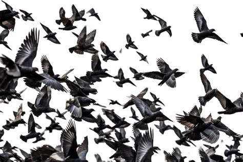 Premium Ai Image Flocks Of Flying Pigeons Isolated On White Background