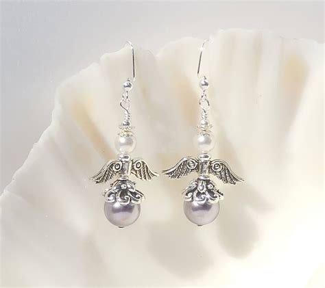 Swarovski Crystal Pearl Angel Earrings Etsy Etsy Earrings Angel