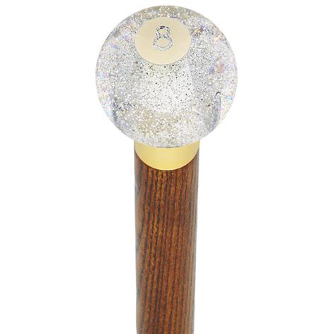 Playful 8 Ball Clear Sparkle Round Knob Cane With Custom Color Ash