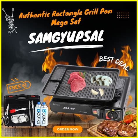 Best Set Korean Samgyupsal Authentic Mega Set Rectangle Grill Pan Wbutane Stove Wfreebies