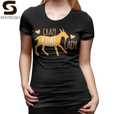 Goat T Shirt Crazy Goat Lady T Shirt O Neck 100 Cotton Women Tshirt