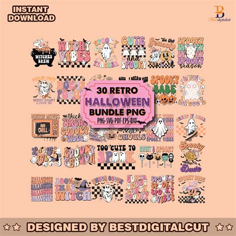 Retro Groovy Halloween Spooky Season SVG Bundle Best Digital Cut