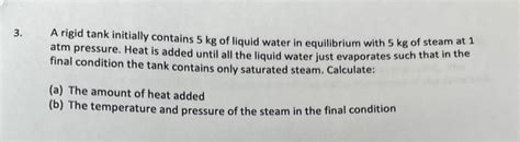 Solved A Rigid Tank Initially Contains Kg Of Liquid Water Chegg