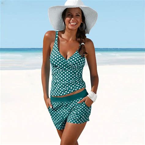 Polka Dot Conservative Bathing Suits Woman Thong Bikini Swim Suit 2