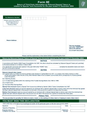 Fillable Online Revenue Form E Return Of Third Party Information By