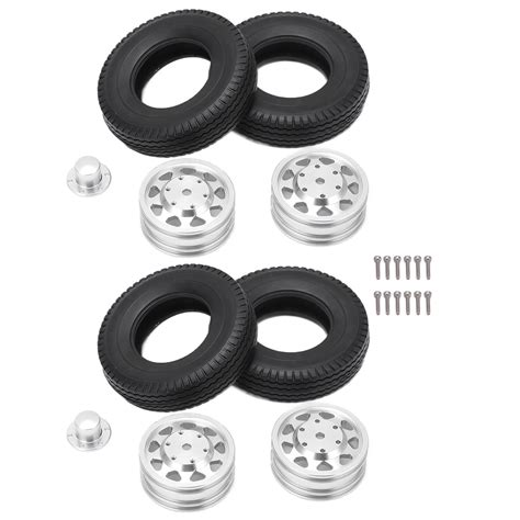 Pcs Rc Alloy Rear Wheel Hub Rims With Mm Width Rubber Tires For