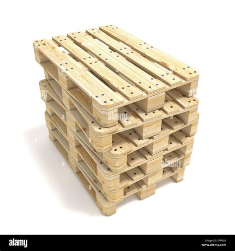 Wooden Euro Pallets 3d Render Illustration Isolated On White