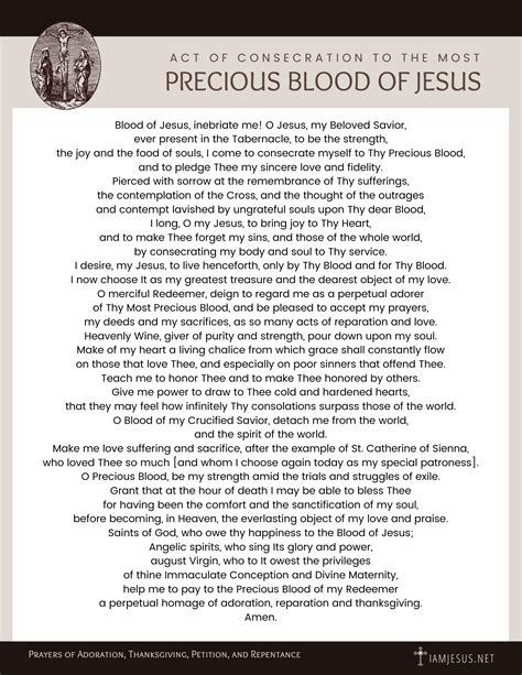 Consecration To The Precious Blood Of Jesus Prayer