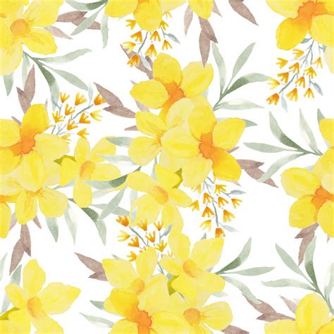 Yellow Watercolor Tropical Floral Seamless Pattern 1221929 Vector Art At Vecteezy