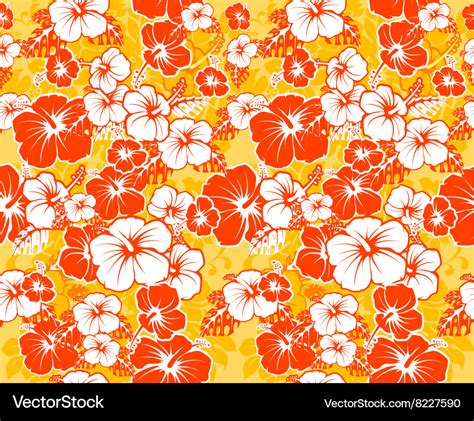 Floral Seamless Hawaiian Background With Hibiscus Vector Image