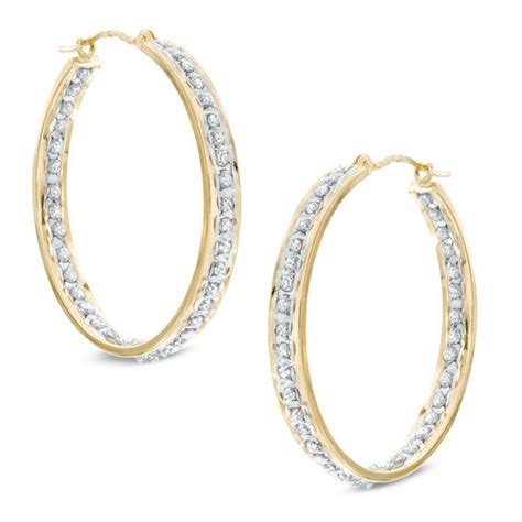 Diamond Fascination™ Hoop Earrings In 14k Gold Diamond Earrings