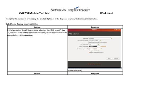 CYB 230 Module Two Lab Worksheet CYB 230 Module Two Lab Worksheet