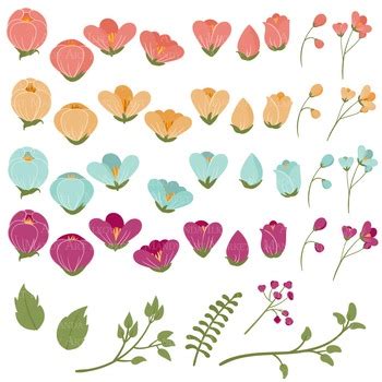 Emma Collection Floral Clipart Vectors In Bohemian Flower Clip Art