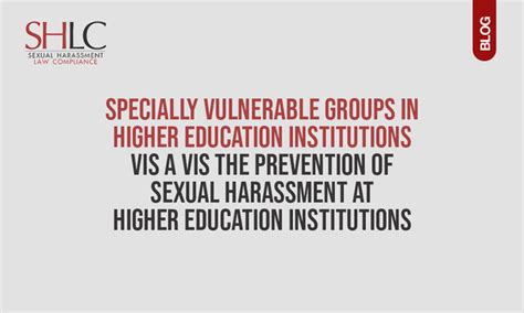 Vulnerable Groups In Higher Education Institutions Vis A Vis The Prevention Of Sexual Harassment