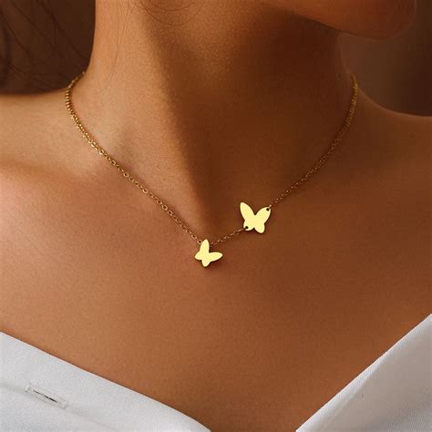 Collier Pendentif Papillon D Licat Pour Femme Acier Inoxydable Bijoux