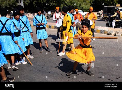 Indian Sikh Demonstrates His Traditional Martial Art Skills During The