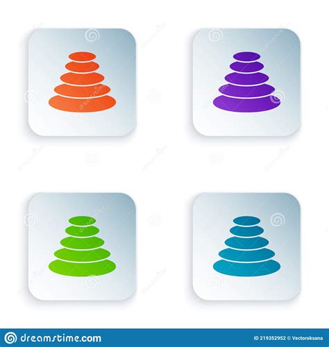 Color Stack Hot Stones Icon Isolated On White Background Spa Salon Accessory Stock Vector