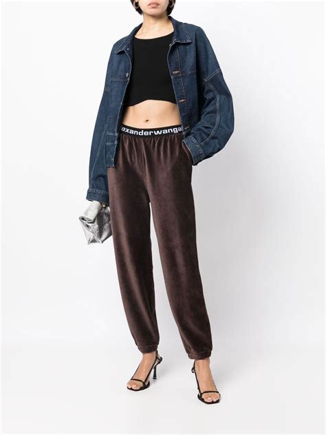 Alexander Wang Logo Waistband Velour Track Pants Farfetch