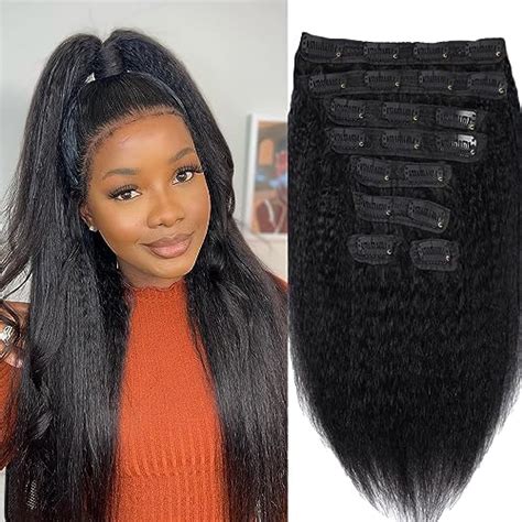 Amazon Kinky Straight Clip In Hair Extensions Real Human Hair For