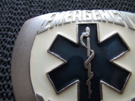 Emt Emergency Med Tech Logo Belt Buckle Vintage Rar Gem